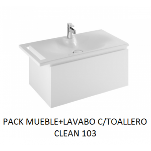 Pack mueble suspendido mas lavabo con toallero Clean 103