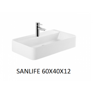 Lavabo Sanlife rectangular 60 x40 sobre mueble  c/orificio  UNISAN