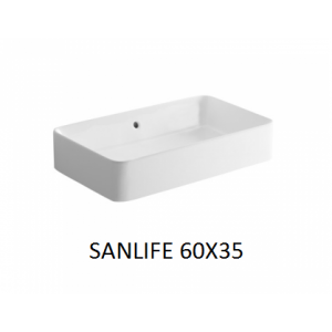 Lavabo Sanlife rectangular 60x35 sobre mueble o encimera   UNISAN