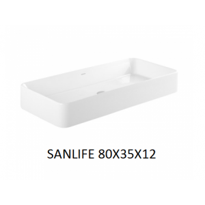 Lavabo Sanlife rectangular 80x35 sobre mueble o encimera   UNISAN