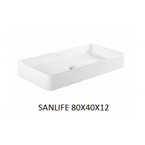 Lavabo Sanlife rectangular 80x40 sobre mueble o encimera   UNISAN