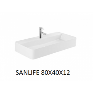 Lavabo Sanlife rectangular 80 sobre mueble o encimera c/orificio  UNISAN