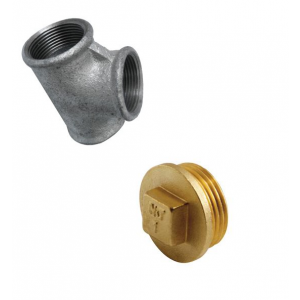 Te galvanizada 3" + Tapón latón macho 3"