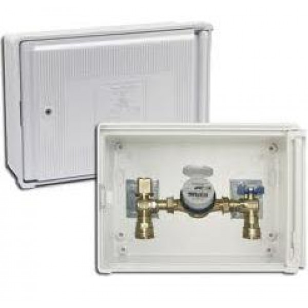 Caja contador agua / incluye: contador agua - valvula entrada y salida - llave puerta